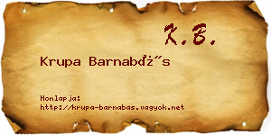 Krupa Barnabás névjegykártya