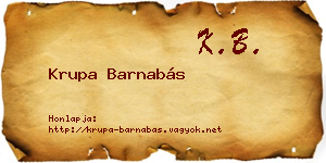 Krupa Barnabás névjegykártya